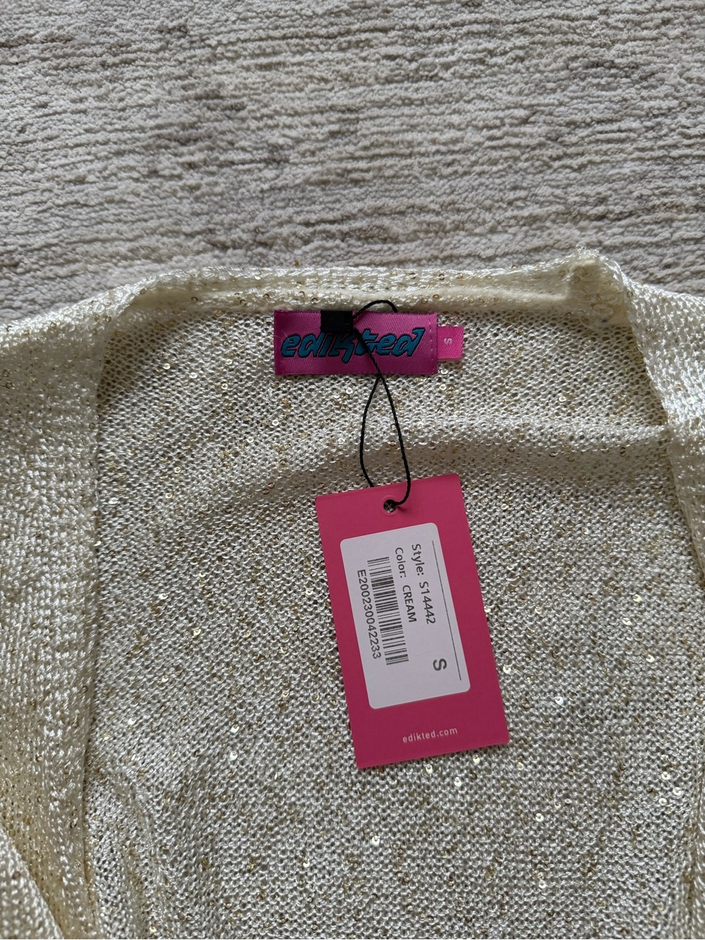 Edikted Ivory Tie-Front Crop Top (Size Small) - Picture 4 of 4